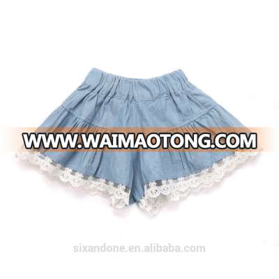 little girl's denim shorts with border lace